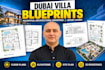 dubai villa blueprints, residential architectural drawings, luxury layout