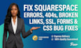 fix squarespace errors, 404s, broken links, dns, SSL, mobile, CSS bug fixes
