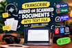 transcribe audio or scanned documents into text file for the cheapest price