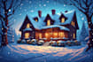 create cozy winter cabin illustrations in my style