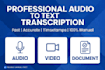 transcribe audios, videos and texts