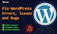 fix wordpress errors or issues and bugs within 24 hours