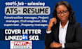 write engineering, construction, superintendent, architecture ats resume or CV