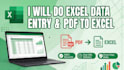 do data entry excel work pdf to excel and typing work