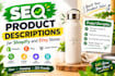 write SEO product descriptions for shopify and etsy stores