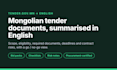summarize mongolian tender documents in english with a bid checklist