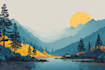 draw professional vector landscape illustration