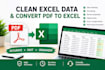 clean excel data and convert PDF to excel
