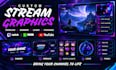 design custom twitch overlay, stream package, kick graphics and banners