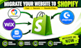migrate shopware, base44, squarespace, wix, wordpress to shopify