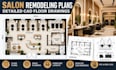 create salon remodeling plans, detailed cad floor drawings