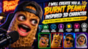 create a burnt peanut inspired 3d character with rigging and lens studio