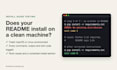 test your install guide in a clean environment and fix your readme