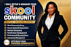 setup skool online community, create skool course, skool community manage skool