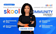 do skool community setup, skool course creation, skool online community manager