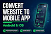 convert website to mobile app android ios flutter