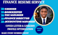 create a professional finance resume and CV