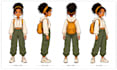 draw a hand drawn 2d character turnaround sheet