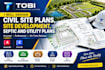 design civil site plan, site development, septic utility plan and grading design