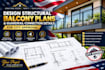 design structural balcony plans and guardrail connection details