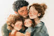 make watercolor family portrait