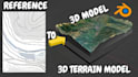 create 3d terrain maps, topographic maps, shaded relief map print stl map model