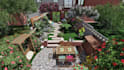 create a garden landscape design with 3d rendering and planting plan
