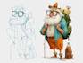 draw a cute and funny cartoon illustration