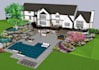 do landscape design, site plan, garden design, backyard, pool and 3d render