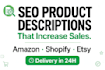 seo product descriptions for shopify, amazon and etsy