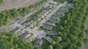 provide aerial render for residence community layout, township house cgi visual