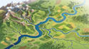 design illustrated watershed, river map, drainage map, hydrology and water map