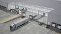 create 3d industrial animation automated truck loading dock warehouse logistics