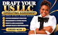 draft your US llc operating agreement for single or multi member business
