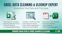 do excel data cleaning vlookup and PDF to excel conversion