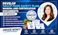 develop haccp food safety plan, manual and certification documents