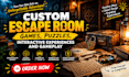 design custom escape room games puzzles, interactive experiences and game design