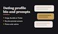 write your dating profile bio and prompts for hinge, bumble or tinder