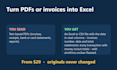 convert your PDF invoices and statements to excel