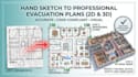 create 2d and 3d fire evacuation plan from your sketch
