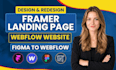 design framer landing page, framer website or webflow redesign figma to webflow