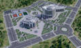 remodel old architecture, urban campus render, 3d facade skyscraper, road layout