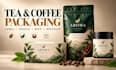 design tea packaging, coffee label, pouch, box and mockup