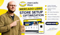 manage and setup mercado libre store, optimize product listing mercado libre