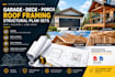 create garage deck porch roof framing structural plan sets