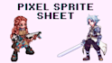 make pixel art character sprite sheet, idle walk run attack animation, aseprite