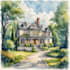 make watercolor wedding venue, house, landscape