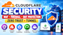configure cloudflare waf, firewall, bot protection and zero trust tunnel