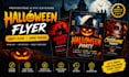 create spooky halloween flyer, party flyer or event poster