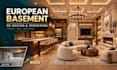 3d render european basement interior design remodel